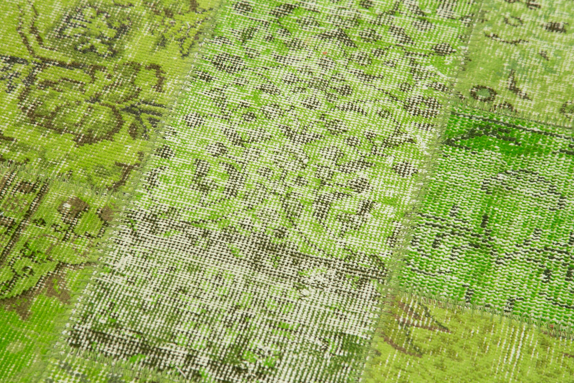 Kırk Yama Yeşil Patchwork Pamuk Yün El Dokuma Halısı 86x300 Agacan