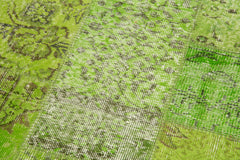 Kırk Yama Yeşil Patchwork Pamuk Yün El Dokuma Halısı 86x300 Agacan