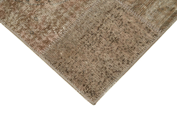 Kırk Yama Kahverengi Patchwork Pamuk Yün El Dokuma Halısı 86x301 Agacan