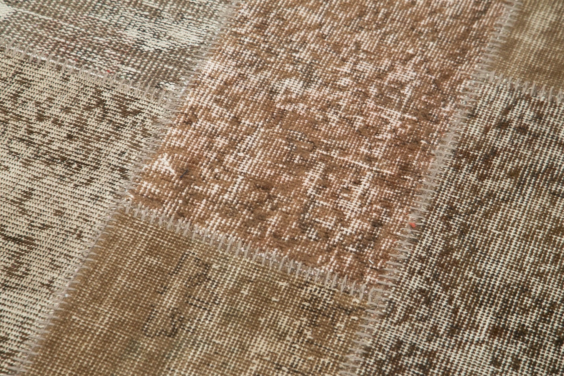 Kırk Yama Kahverengi Patchwork Pamuk Yün El Dokuma Halısı 86x301 Agacan