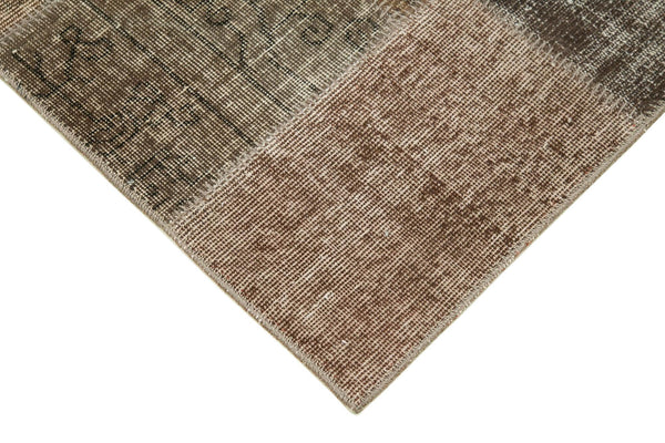 Kırk Yama Kahverengi Patchwork Pamuk Yün El Dokuma Halısı 86x304 Agacan