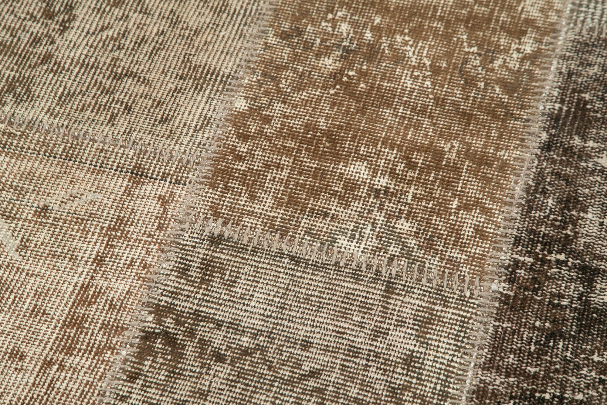 Kırk Yama Kahverengi Patchwork Pamuk Yün El Dokuma Halısı 86x304 Agacan