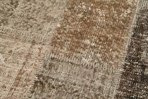 Kırk Yama Kahverengi Patchwork Pamuk Yün El Dokuma Halısı 86x304 Agacan