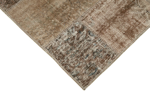 Kırk Yama Kahverengi Patchwork Pamuk Yün El Dokuma Halısı 86x304 Agacan