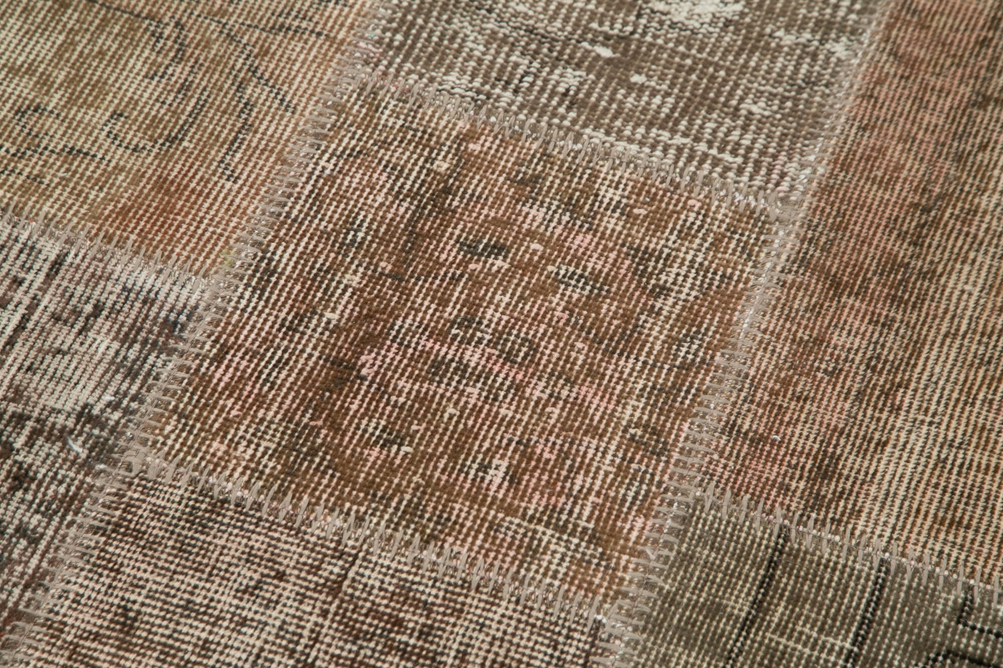 Kırk Yama Kahverengi Patchwork Pamuk Yün El Dokuma Halısı 86x304 Agacan