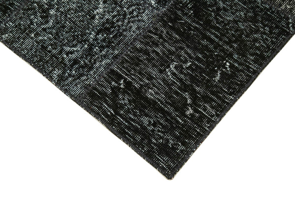 Kırk Yama Siyah Patchwork Pamuk Yün El Dokuma Halısı 86x309 Agacan