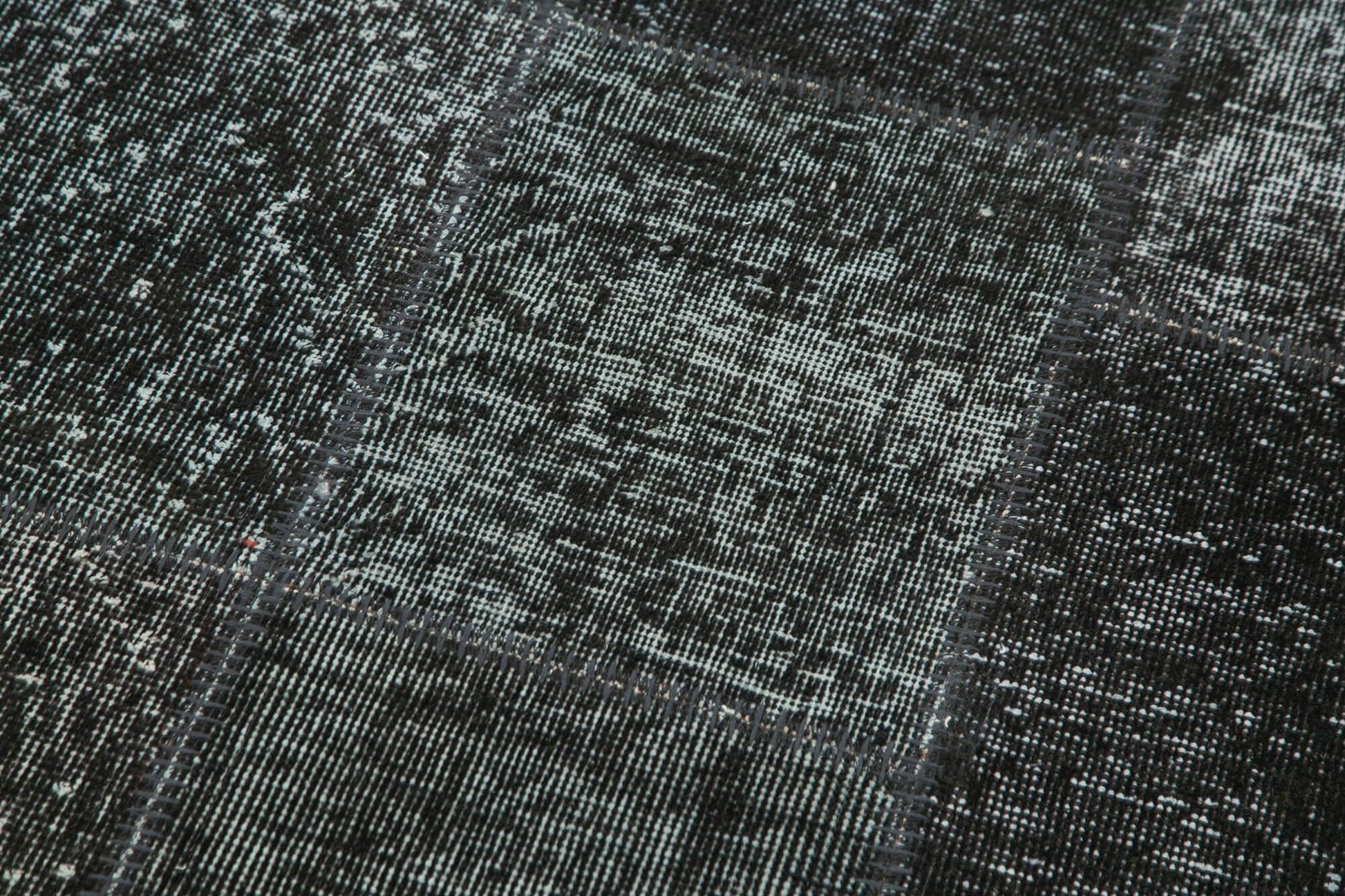 Kırk Yama Siyah Patchwork Pamuk Yün El Dokuma Halısı 86x309 Agacan