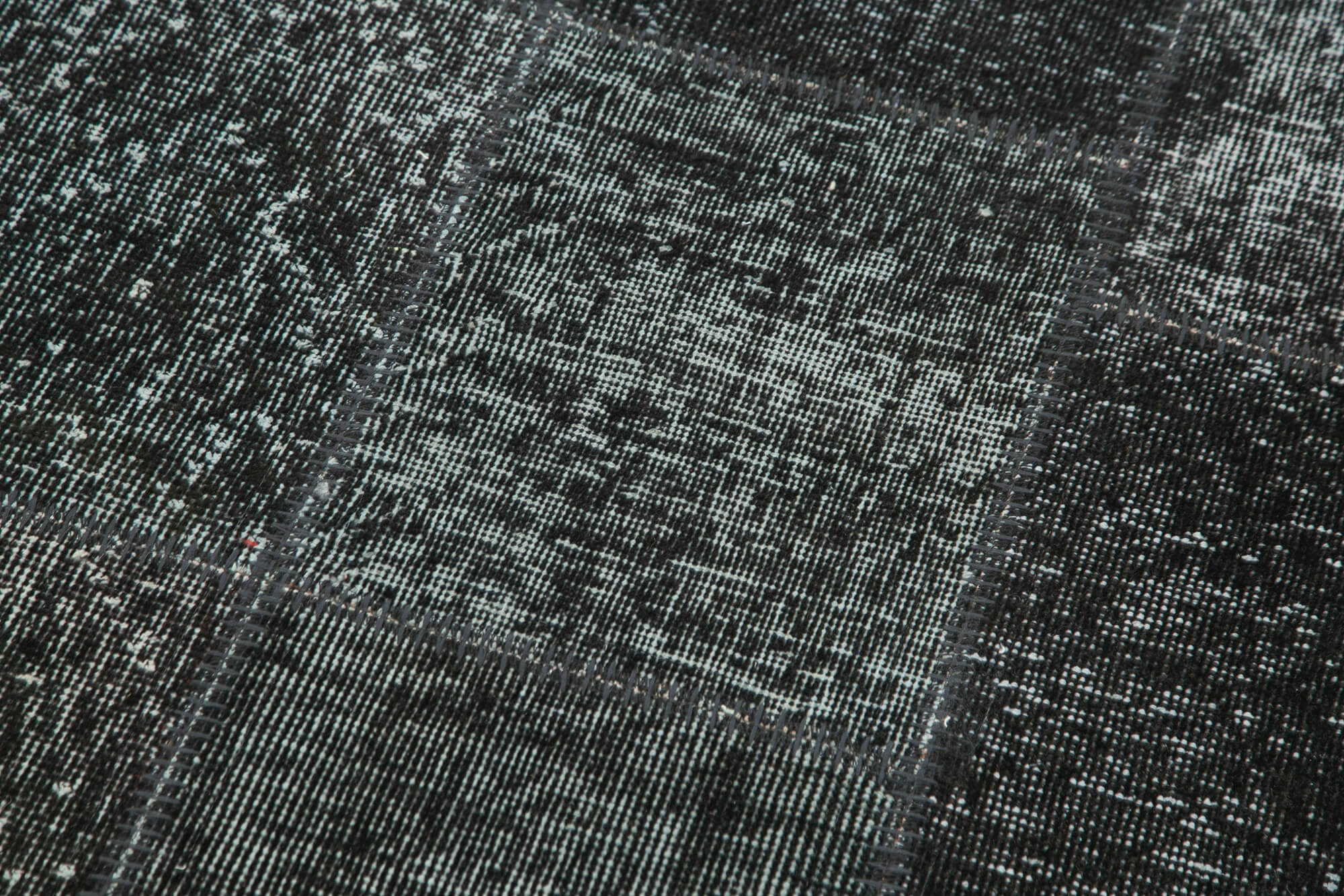 Kırk Yama Siyah Patchwork Pamuk Yün El Dokuma Halısı 86x309 Agacan