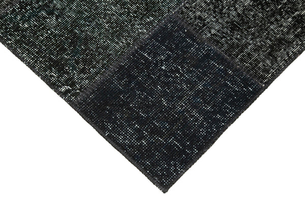 Kırk Yama Siyah Patchwork Pamuk Yün El Dokuma Halısı 86x300 Agacan