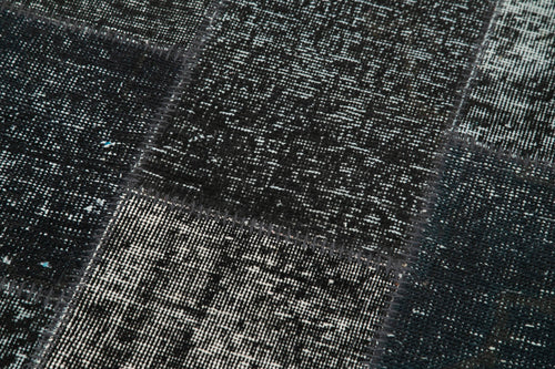 Kırk Yama Siyah Patchwork Pamuk Yün El Dokuma Halısı 86x300 Agacan
