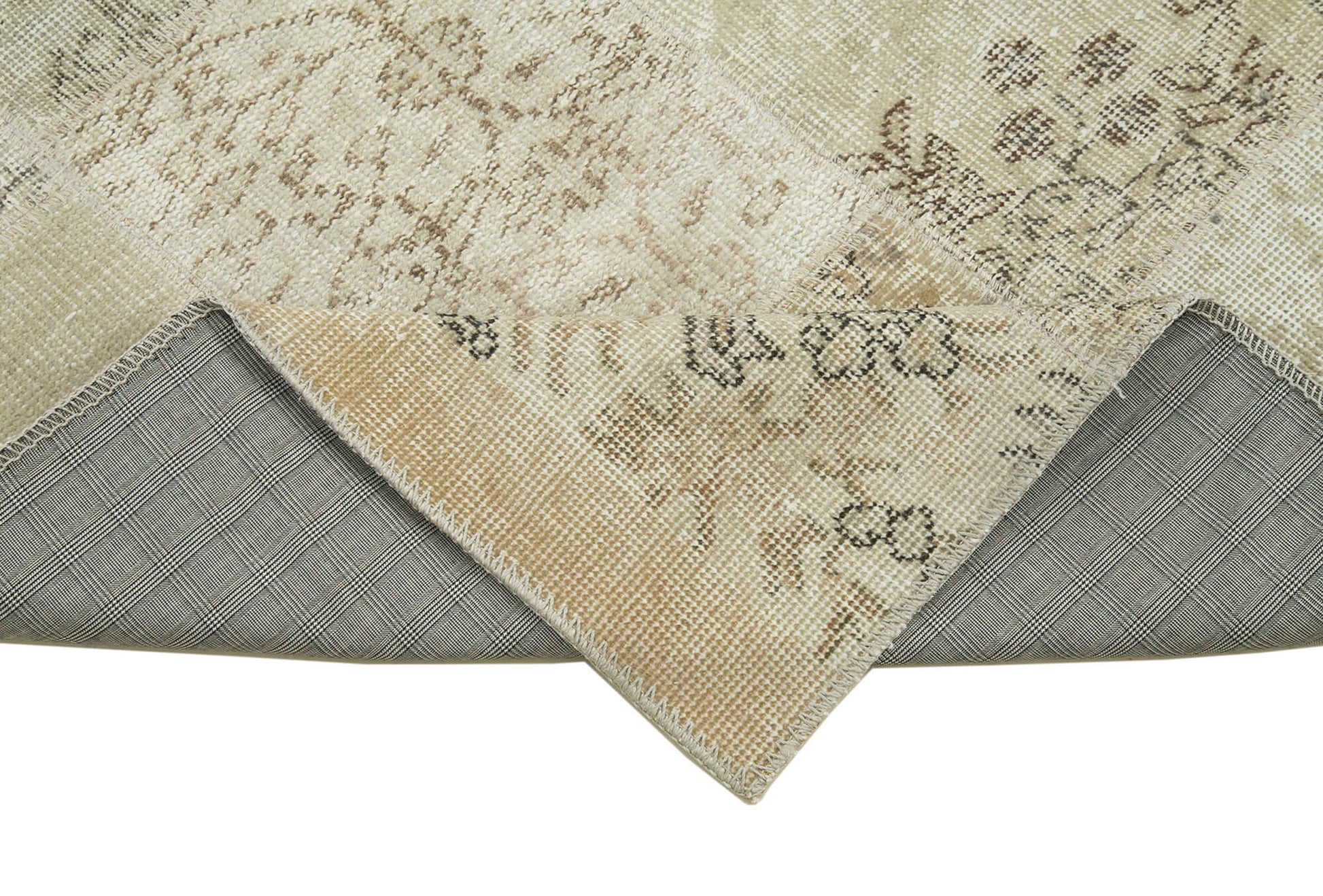 Kırk Yama Bej Patchwork Pamuk Yün El Dokuma Halısı 85x300 Agacan