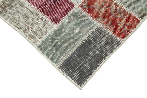 Kırk Yama Mavi Patchwork Pamuk Yün El Dokuma Halısı 88x298 Agacan