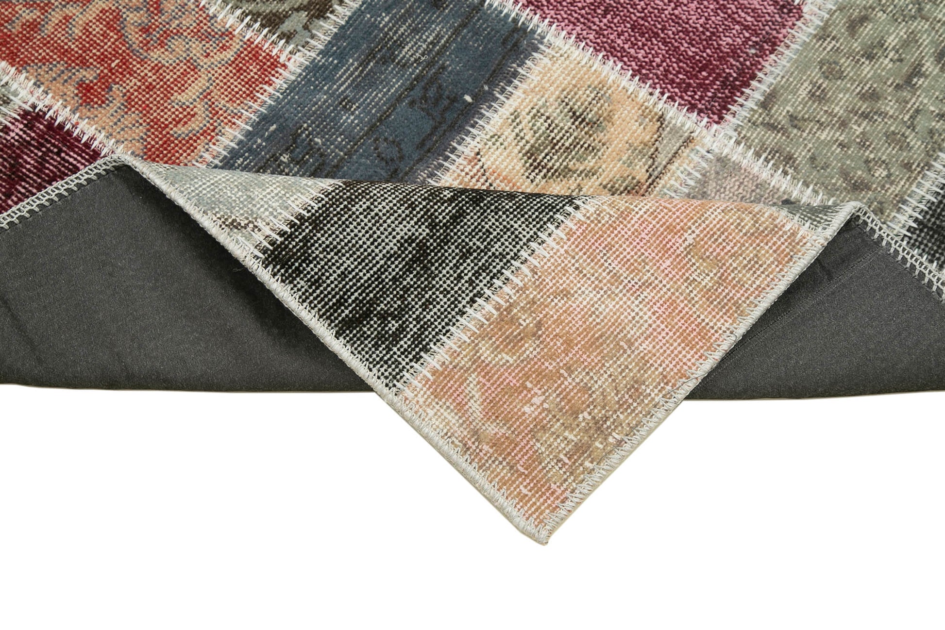 Kırk Yama Mavi Patchwork Pamuk Yün El Dokuma Halısı 88x298 Agacan