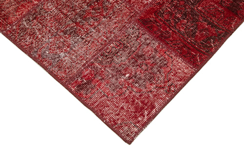 Kırk Yama Kırmızı Patchwork Pamuk Yün El Dokuma Halısı 86x301 Agacan