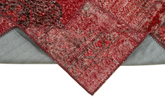Kırk Yama Kırmızı Patchwork Pamuk Yün El Dokuma Halısı 86x301 Agacan
