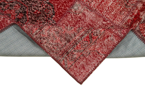 Kırk Yama Kırmızı Patchwork Pamuk Yün El Dokuma Halısı 86x301 Agacan