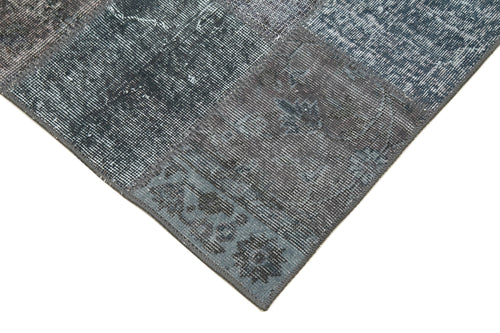 Kırk Yama Gri Patchwork Pamuk Yün El Dokuma Halısı 85x307 Agacan