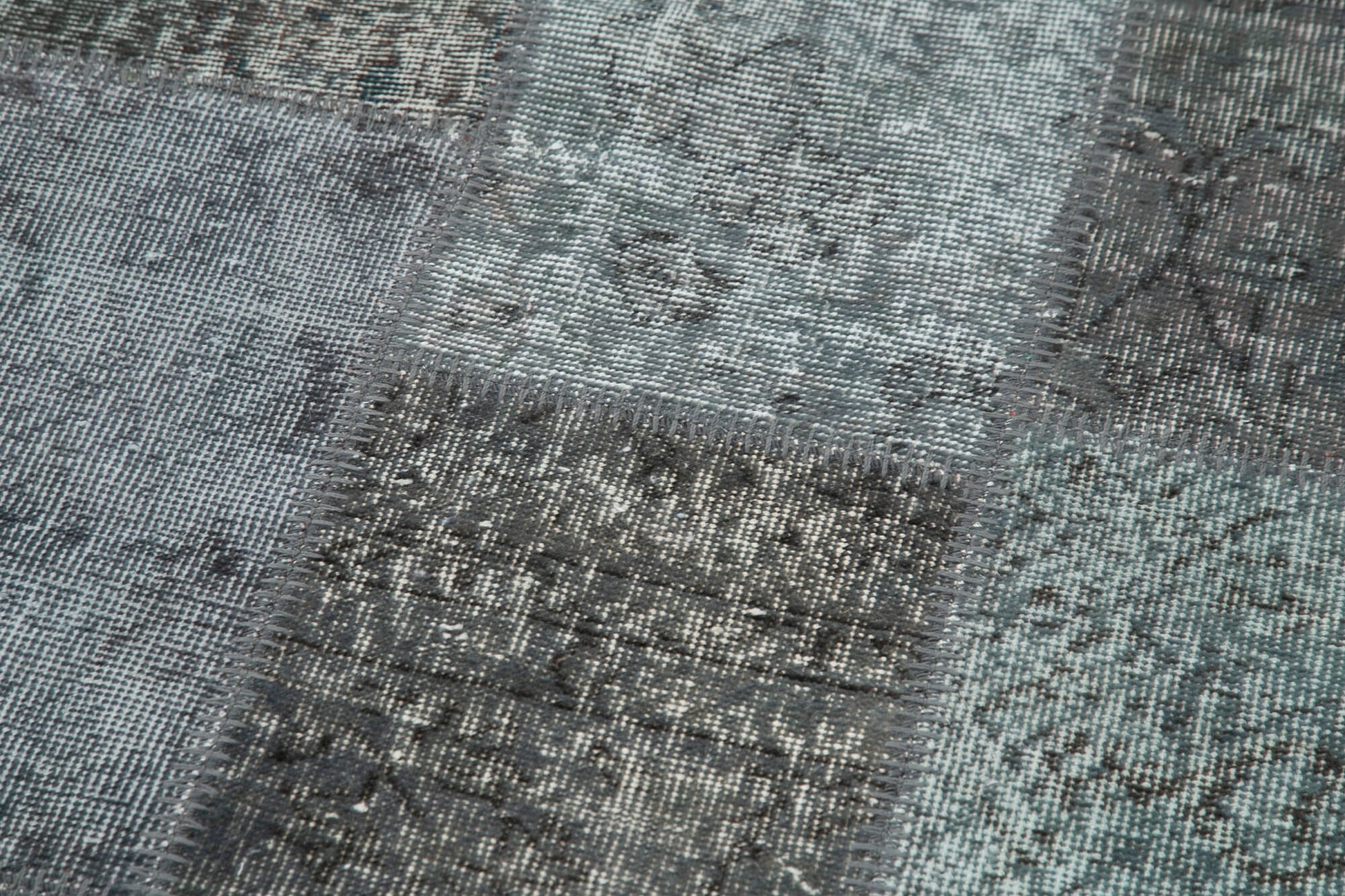 Kırk Yama Gri Patchwork Pamuk Yün El Dokuma Halısı 85x307 Agacan