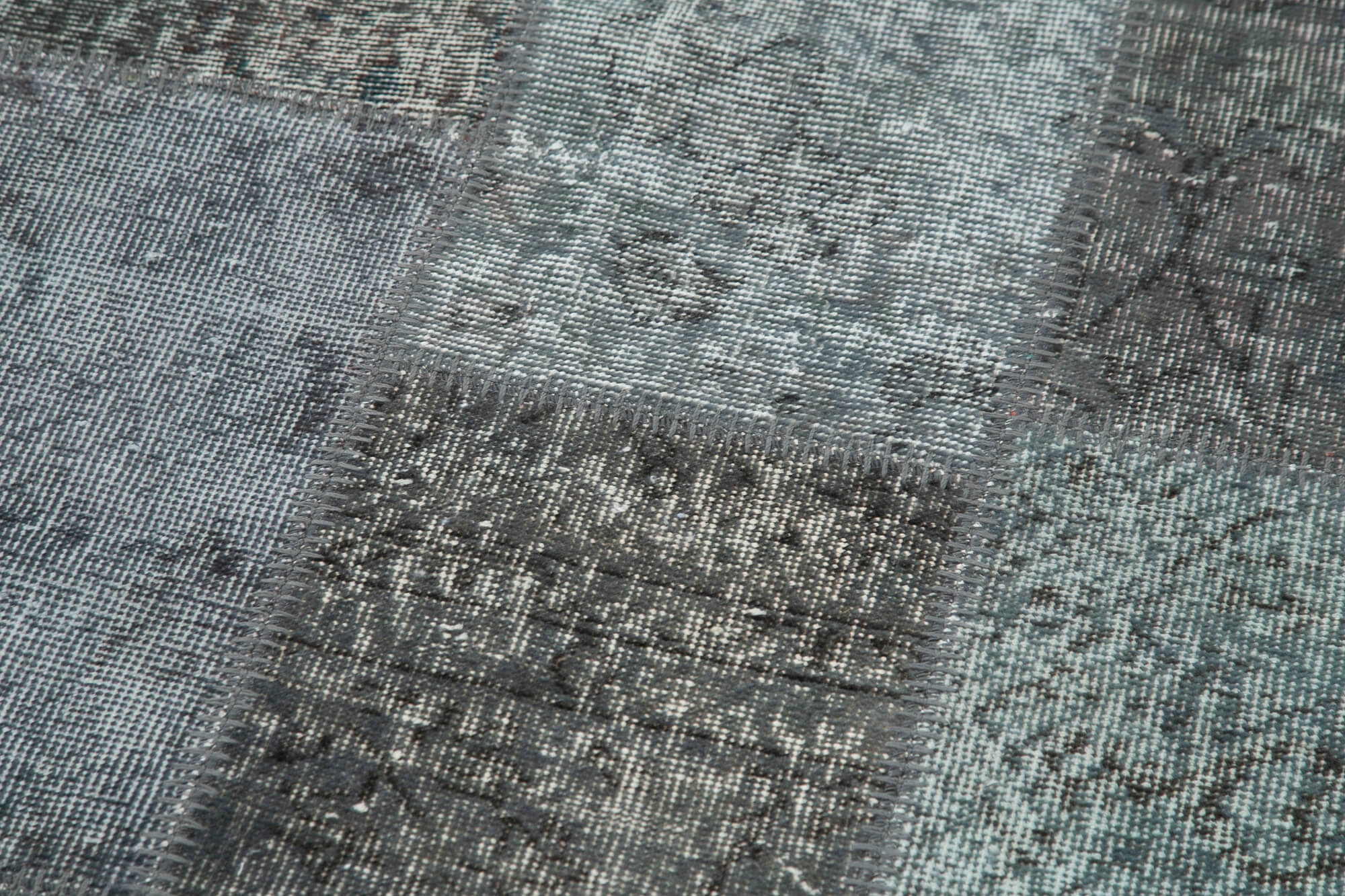 Kırk Yama Gri Patchwork Pamuk Yün El Dokuma Halısı 85x307 Agacan