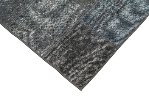 Kırk Yama Gri Patchwork Pamuk Yün El Dokuma Halısı 85x306 Agacan