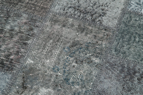 Kırk Yama Gri Patchwork Pamuk Yün El Dokuma Halısı 85x306 Agacan