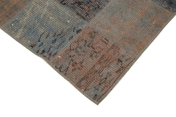 Kırk Yama Gri Patchwork Pamuk Yün El Dokuma Halısı 88x295 Agacan