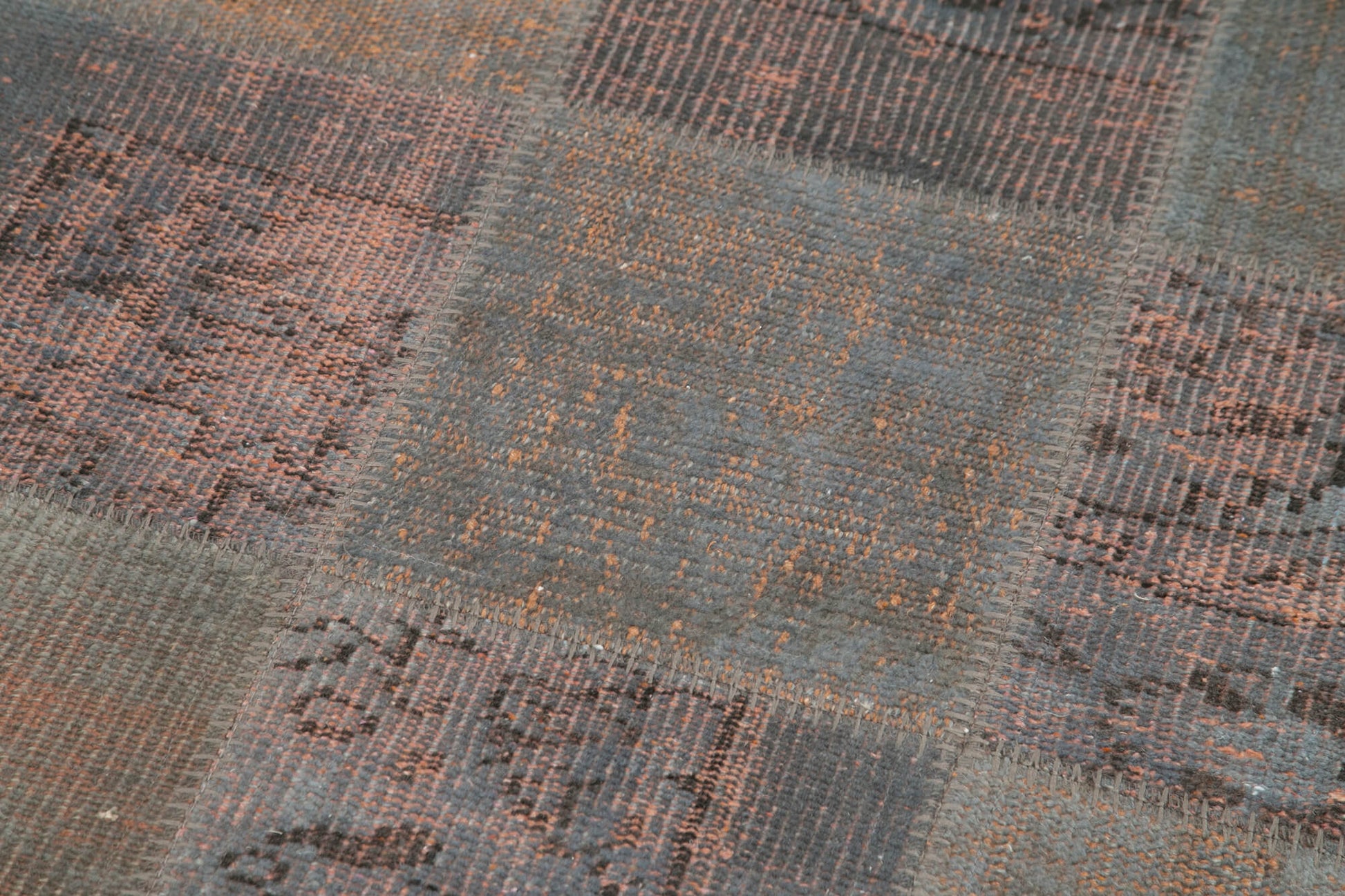 Kırk Yama Gri Patchwork Pamuk Yün El Dokuma Halısı 88x295 Agacan