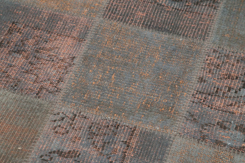 Kırk Yama Gri Patchwork Pamuk Yün El Dokuma Halısı 88x295 Agacan