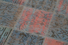 Kırk Yama Mavi Patchwork Pamuk Yün El Dokuma Halısı 88x300 Agacan