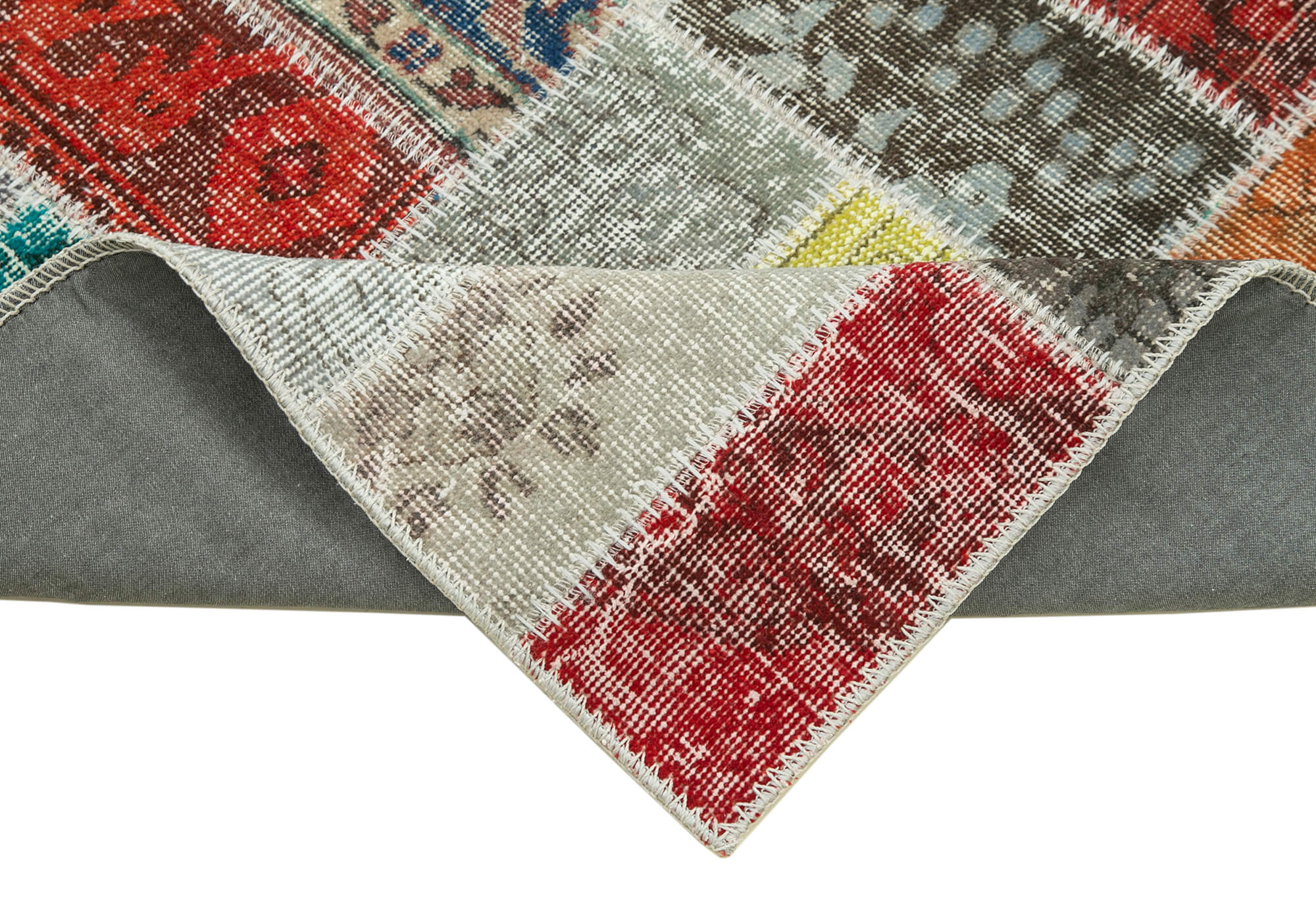 Kırk Yama Mavi Patchwork Pamuk Yün El Dokuma Halısı 87x293 Agacan