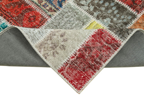 Kırk Yama Mavi Patchwork Pamuk Yün El Dokuma Halısı 87x293 Agacan