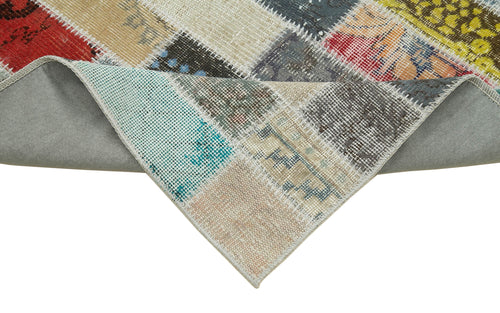 Kırk Yama Mavi Patchwork Pamuk Yün El Dokuma Halısı 96x330 Agacan