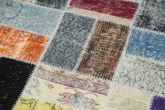 Kırk Yama Mavi Patchwork Pamuk Yün El Dokuma Halısı 86x294 Agacan