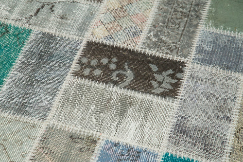 Kırk Yama Mavi Patchwork Pamuk Yün El Dokuma Halısı 85x293 Agacan