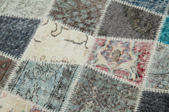 Kırk Yama Mavi Patchwork Pamuk Yün El Dokuma Halısı 87x309 Agacan