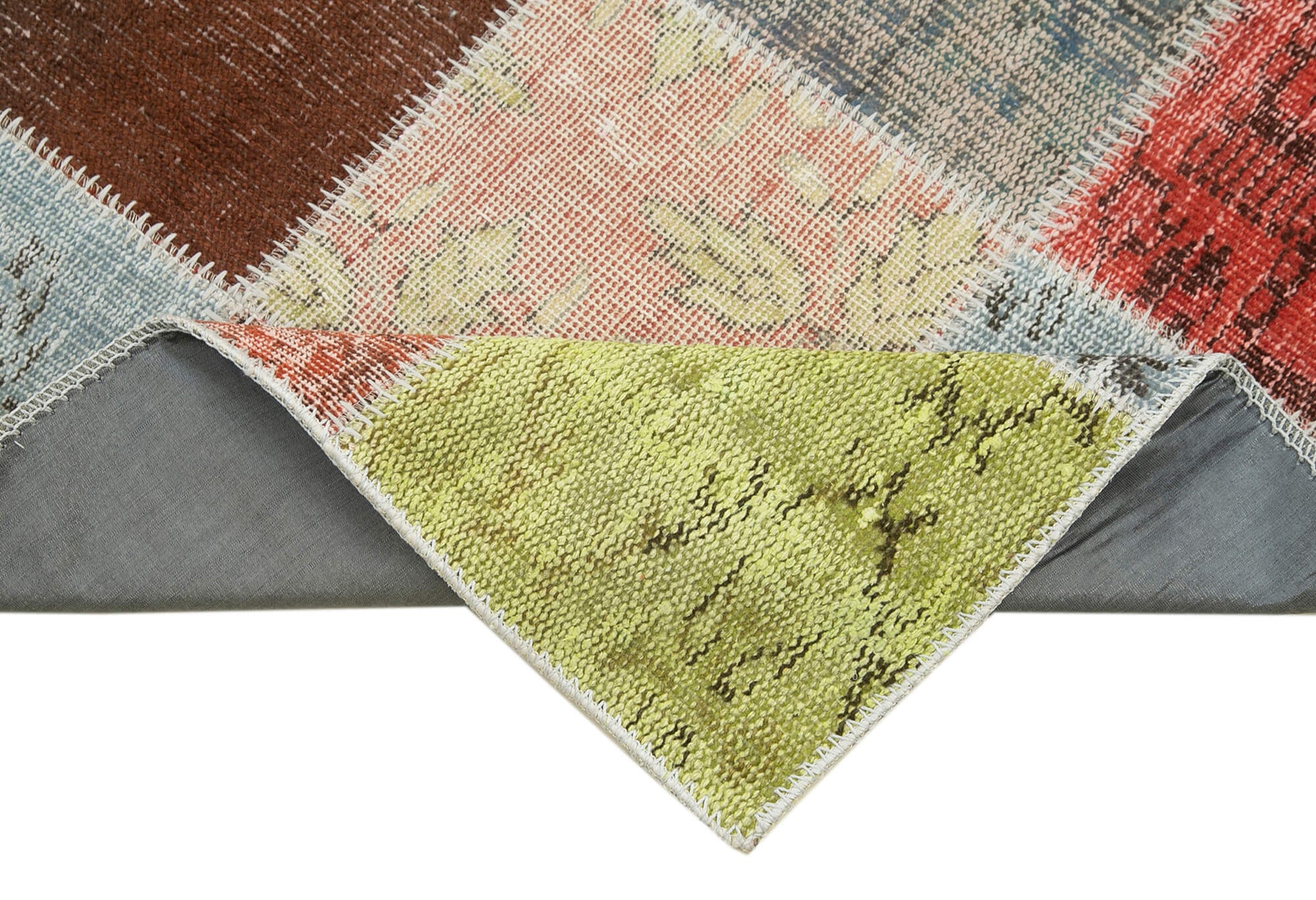 Kırk Yama Mavi Patchwork Pamuk Yün El Dokuma Halısı 84x297 Agacan