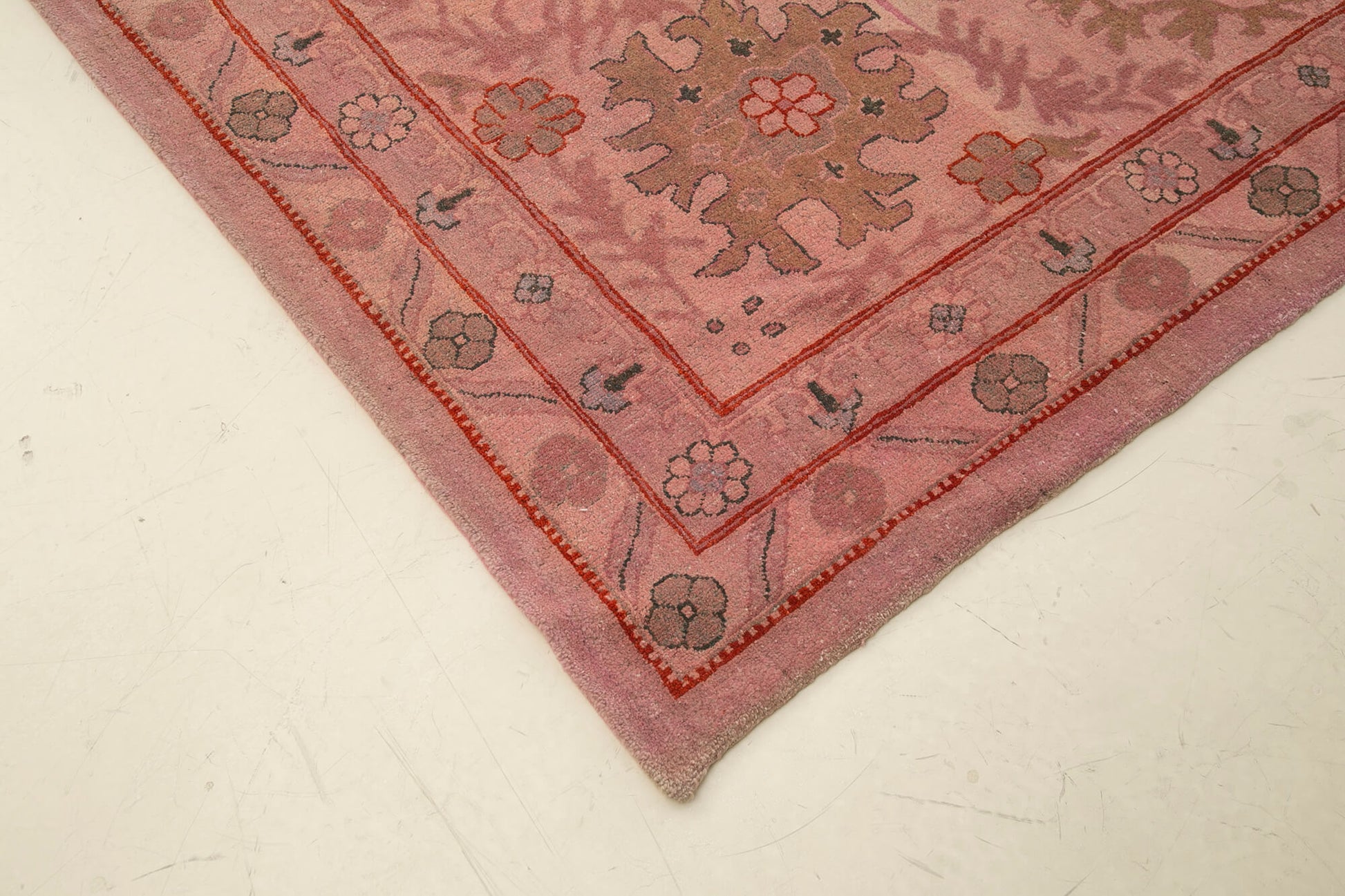 Tebriz Pembe Klasik Pamuk Yün El Dokuma Halısı 456x764 Agacan