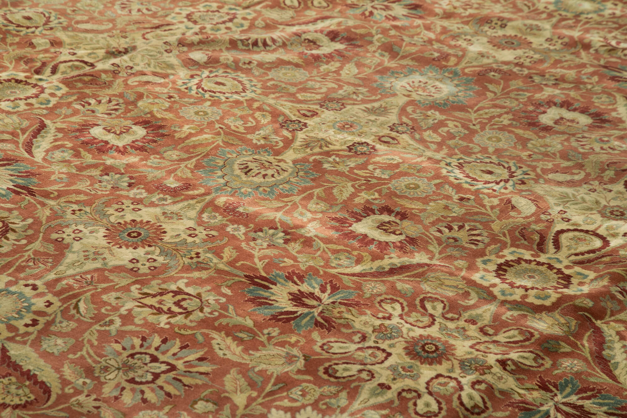 Tebriz Bej Klasik Pamuk Yün El Dokuma Halısı 427x580 Agacan