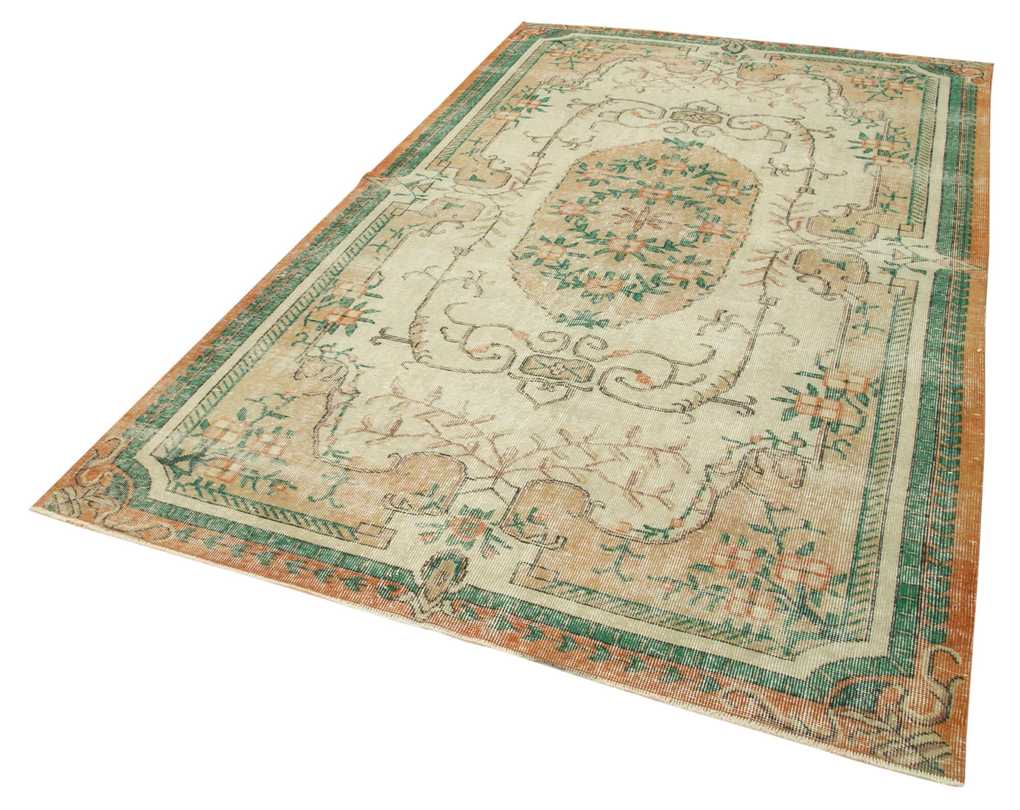 Kayseri Vintage Bej Eskitme Pamuk Yün El Dokuma Halısı 166x281 Agacan