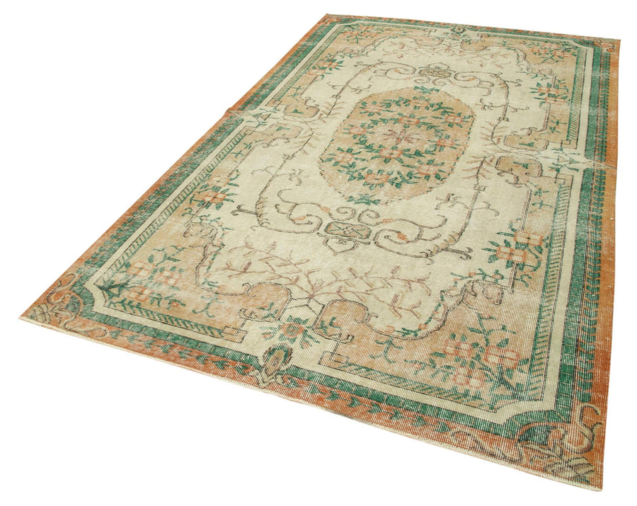 Kayseri Vintage Bej Eskitme Pamuk Yün El Dokuma Halısı 166x281 Agacan