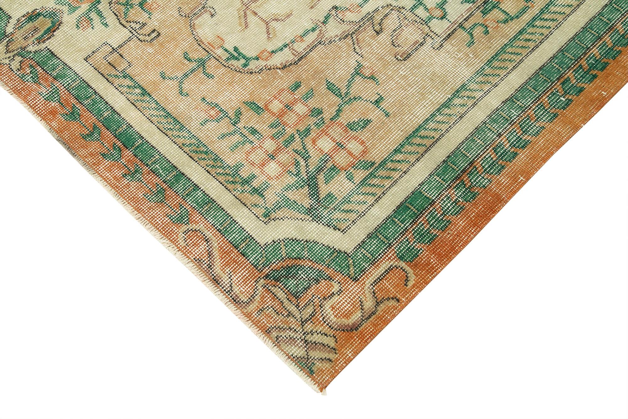 Kayseri Vintage Bej Eskitme Pamuk Yün El Dokuma Halısı 166x281 Agacan