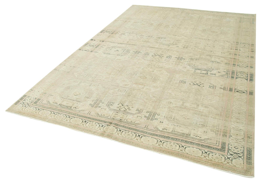 Kayseri Vintage Bej Eskitme Pamuk Yün El Dokuma Halısı 200x297 Agacan
