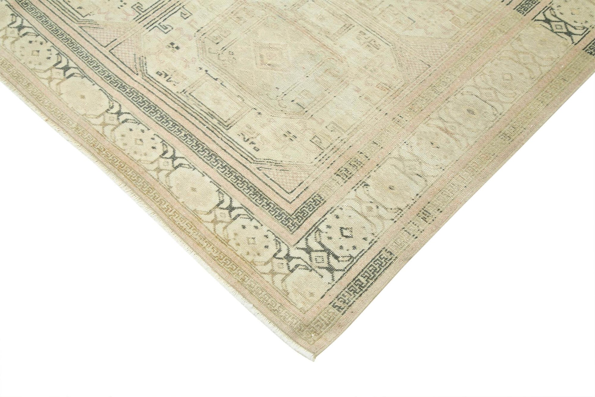 Kayseri Vintage Bej Eskitme Pamuk Yün El Dokuma Halısı 200x297 Agacan