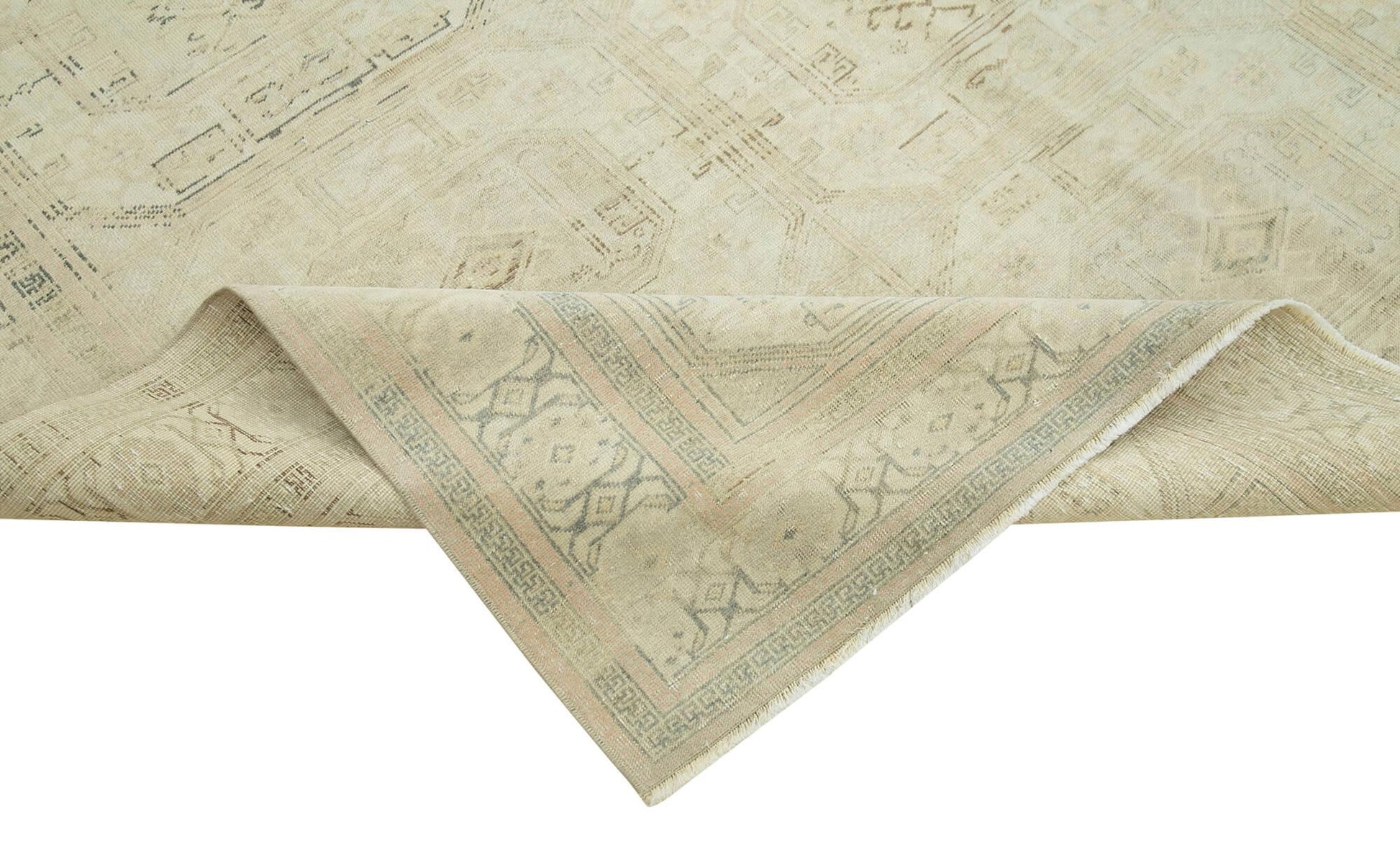 Kayseri Vintage Bej Eskitme Pamuk Yün El Dokuma Halısı 200x297 Agacan