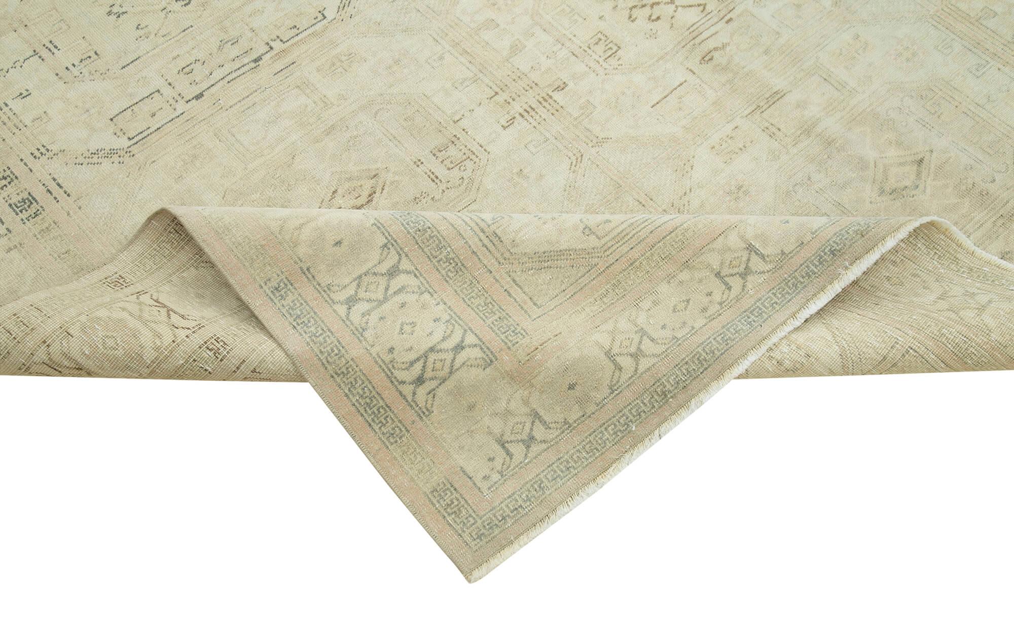 Kayseri Vintage Bej Eskitme Pamuk Yün El Dokuma Halısı 200x297 Agacan