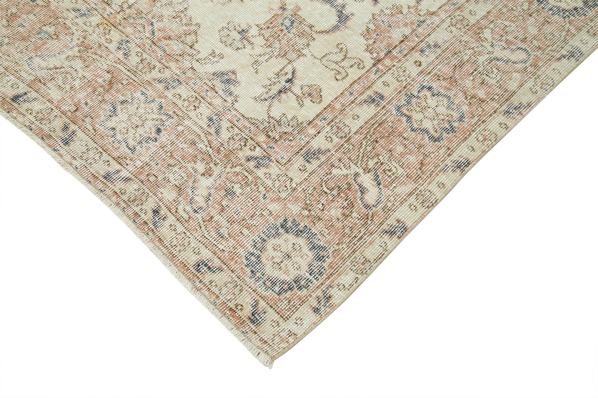 Kayseri Vintage Bej Eskitme Pamuk Yün El Dokuma Halısı 208x308 Agacan