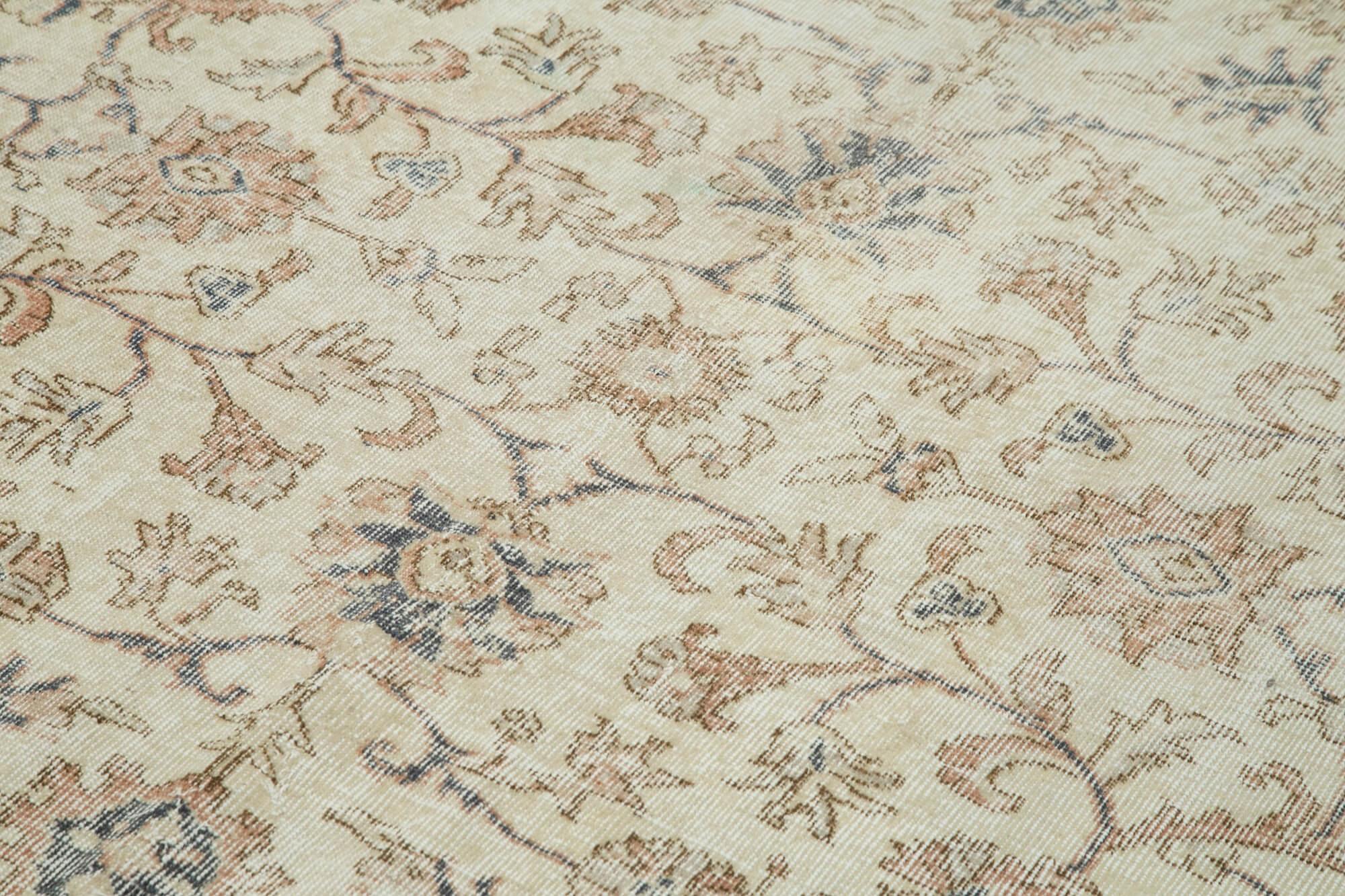 Kayseri Vintage Bej Eskitme Pamuk Yün El Dokuma Halısı 208x308 Agacan