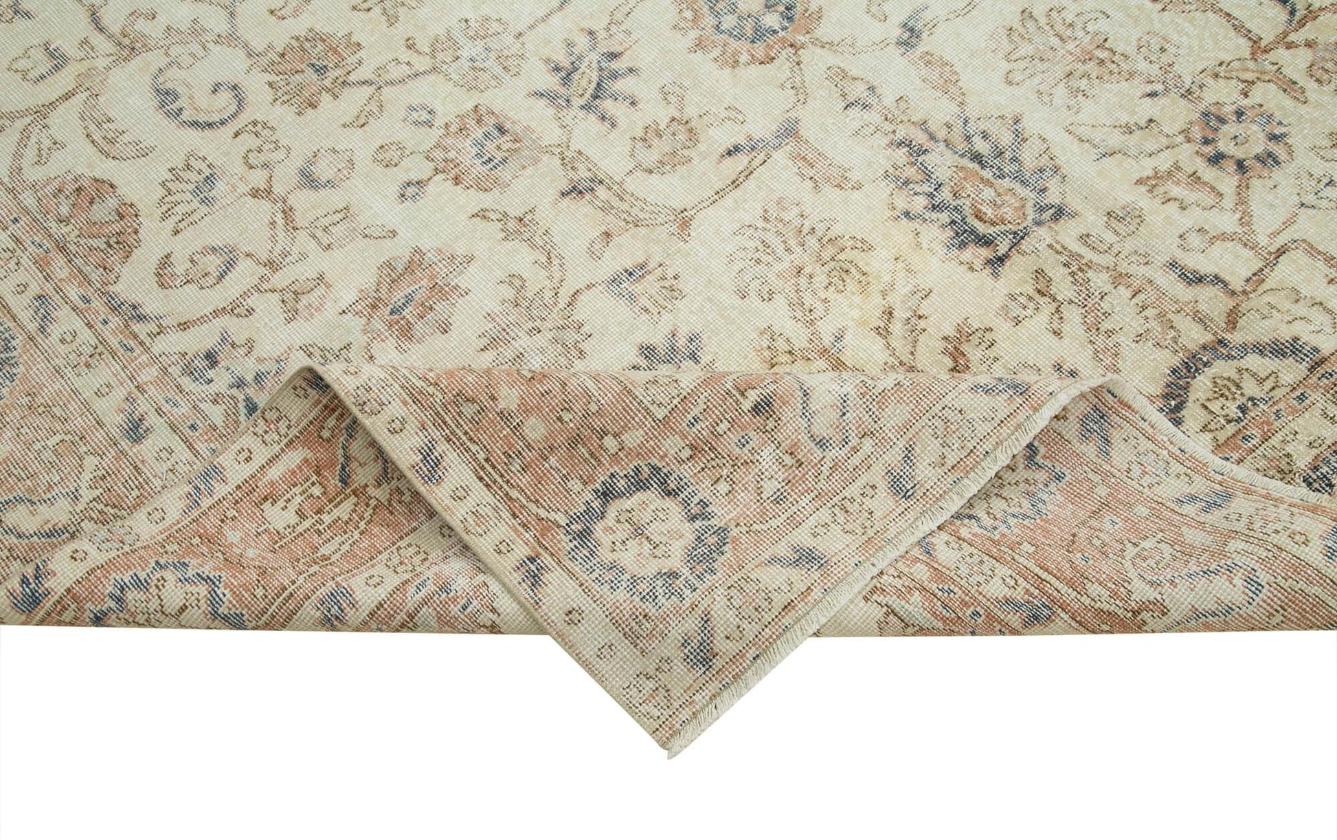 Kayseri Vintage Bej Eskitme Pamuk Yün El Dokuma Halısı 208x308 Agacan