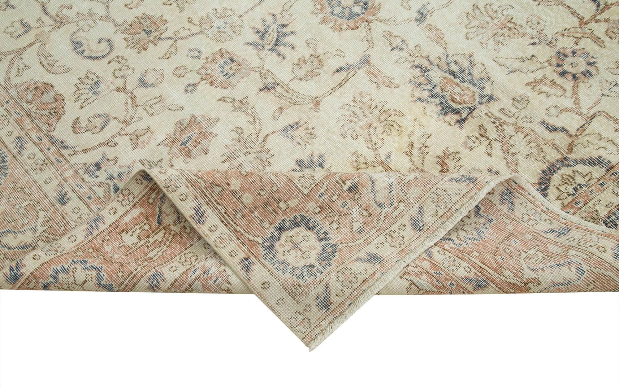 Kayseri Vintage Bej Eskitme Pamuk Yün El Dokuma Halısı 208x308 Agacan