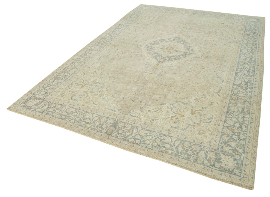 Kayseri Vintage Bej Eskitme Pamuk Yün El Dokuma Halısı 200x307 Agacan